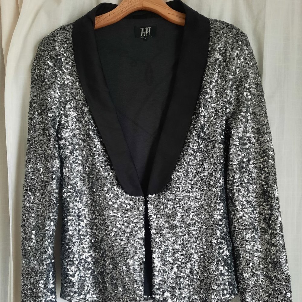 DEPT Sequin silver blazer